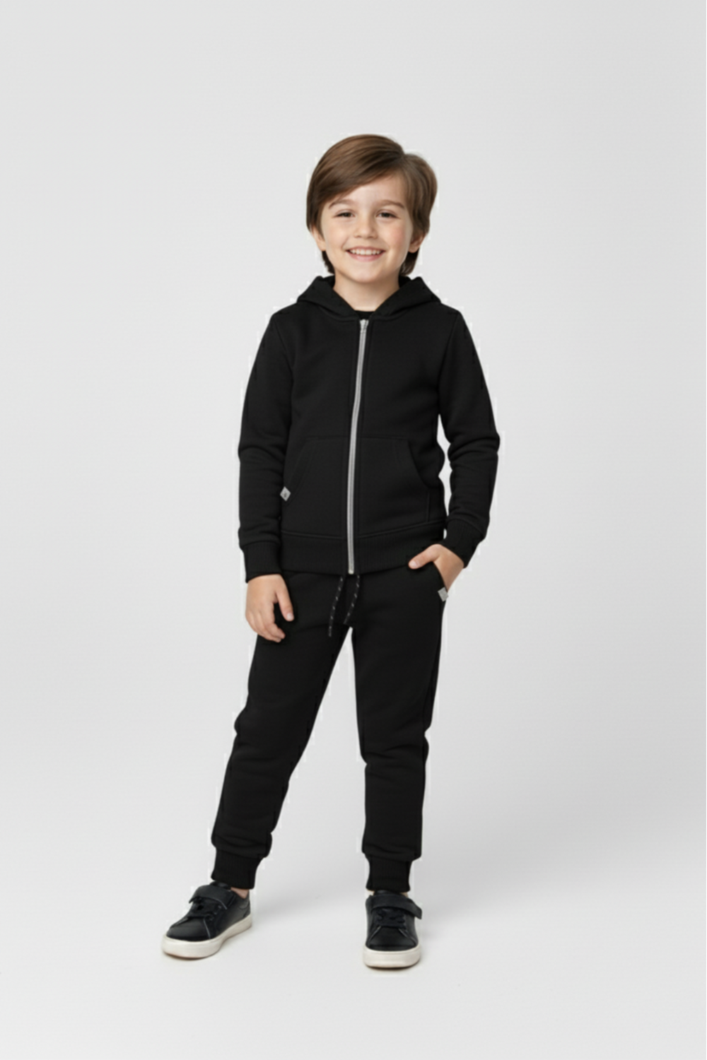 Erkek Çocuk Fermuar Kapamalı Kapüşonlu Mevsimlik Eşofman Takımı M00765