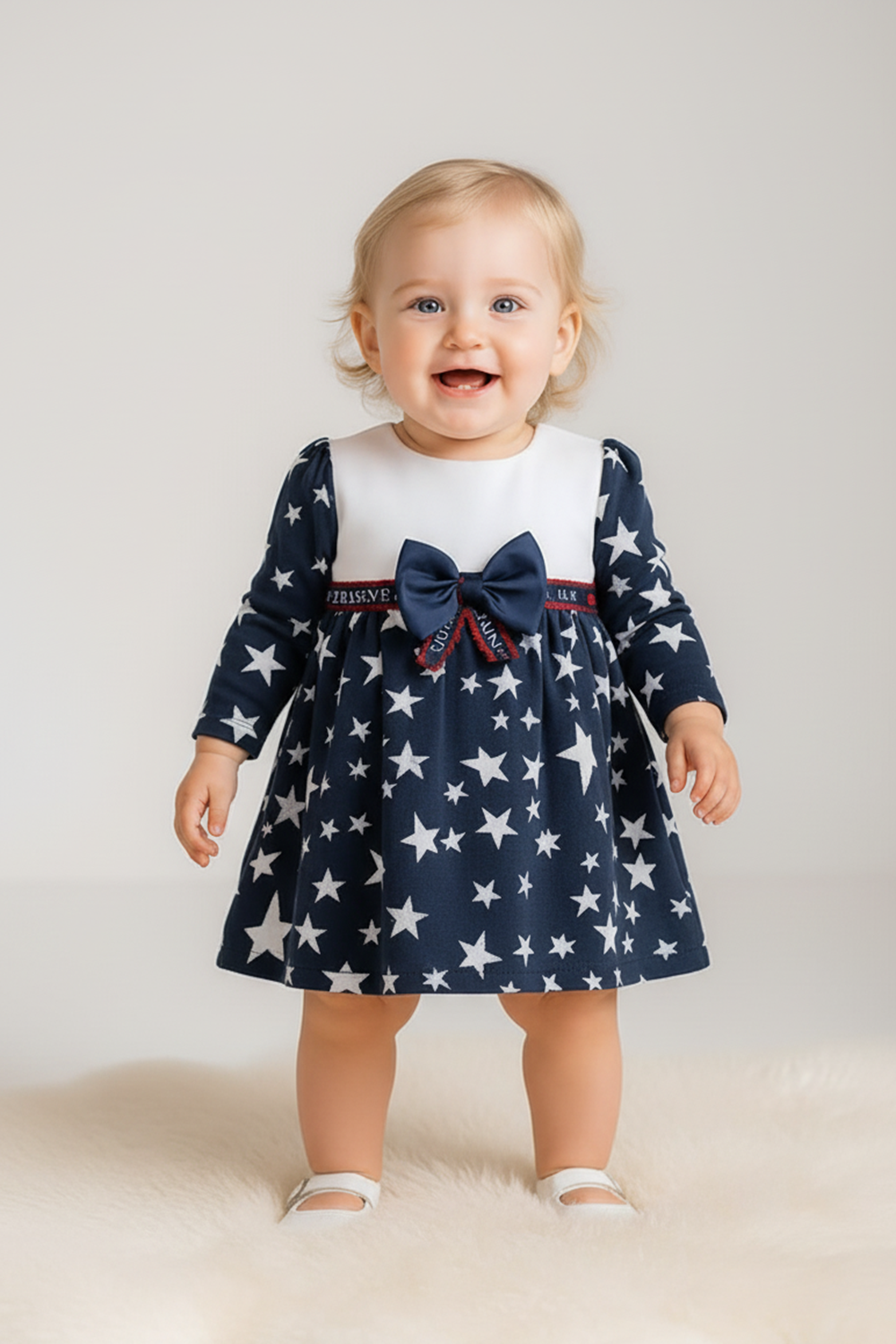 Yıldız Desen Kız Bebek Günlük Elbise M00769