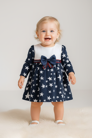 Yıldız Desen Kız Bebek Günlük Elbise M00769