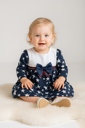 Yıldız Desen Kız Bebek Günlük Elbise M00769