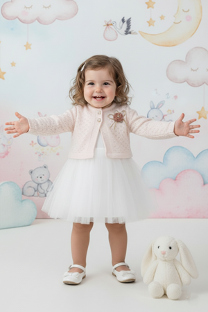 Triko Bolerolu Kız Bebek Elbise M00770