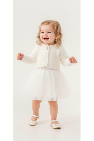 Triko Bolerolu Kız Bebek Elbise M00772