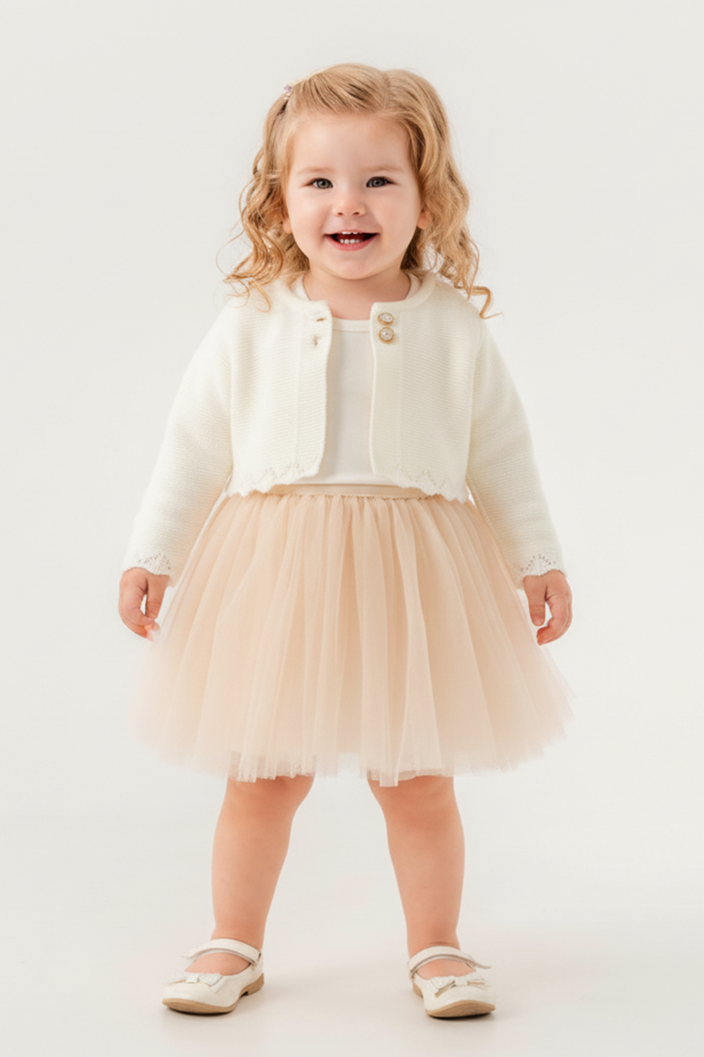 Triko Bolerolu Kız Bebek Elbise M00772