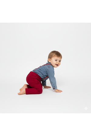 Jeans Gömlek Gabardin Pantolon Erkek Bebek Takımı M00774