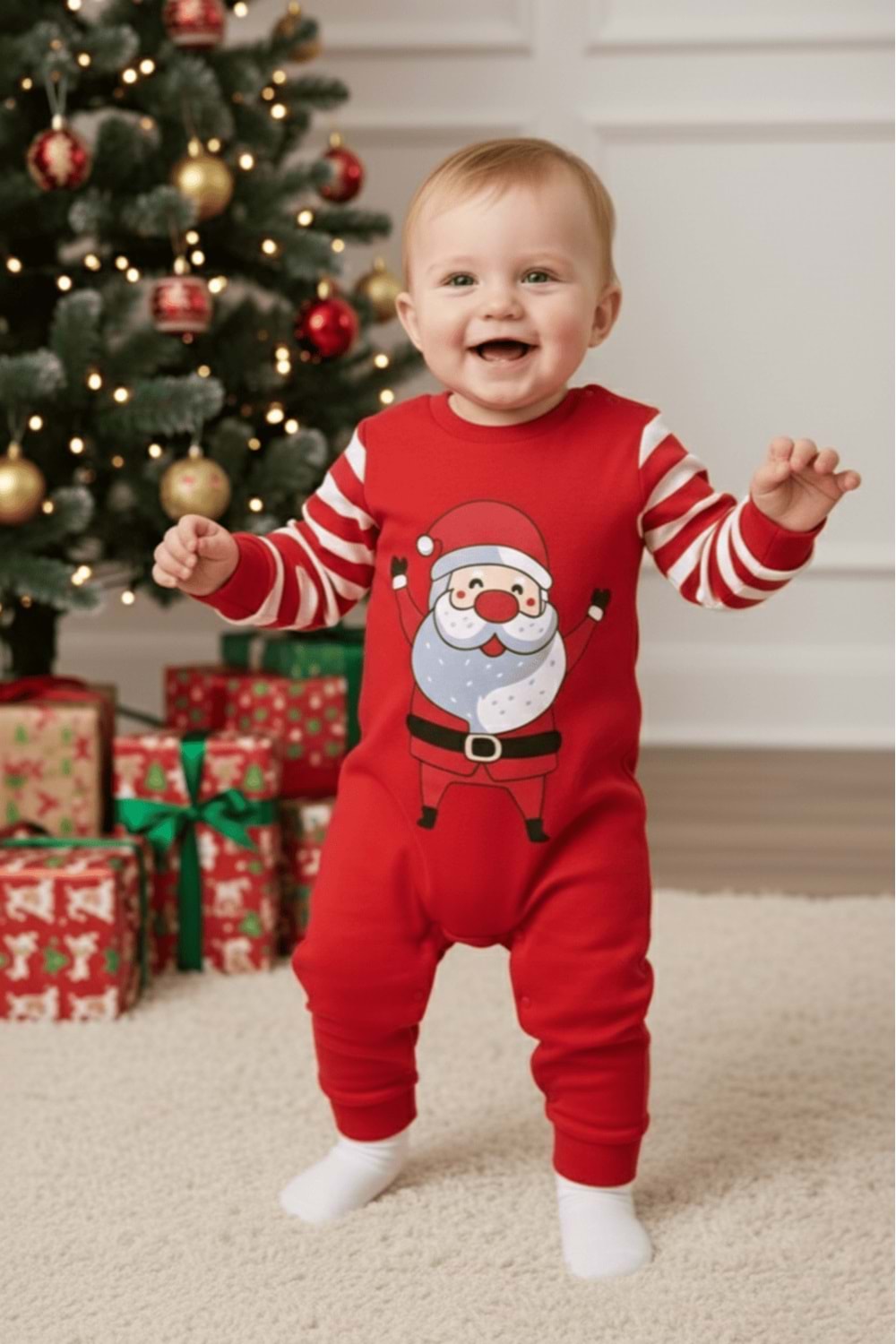 Yılbaşı Temalı Çıtçıtlı Bebek Astronot Tulum M00775