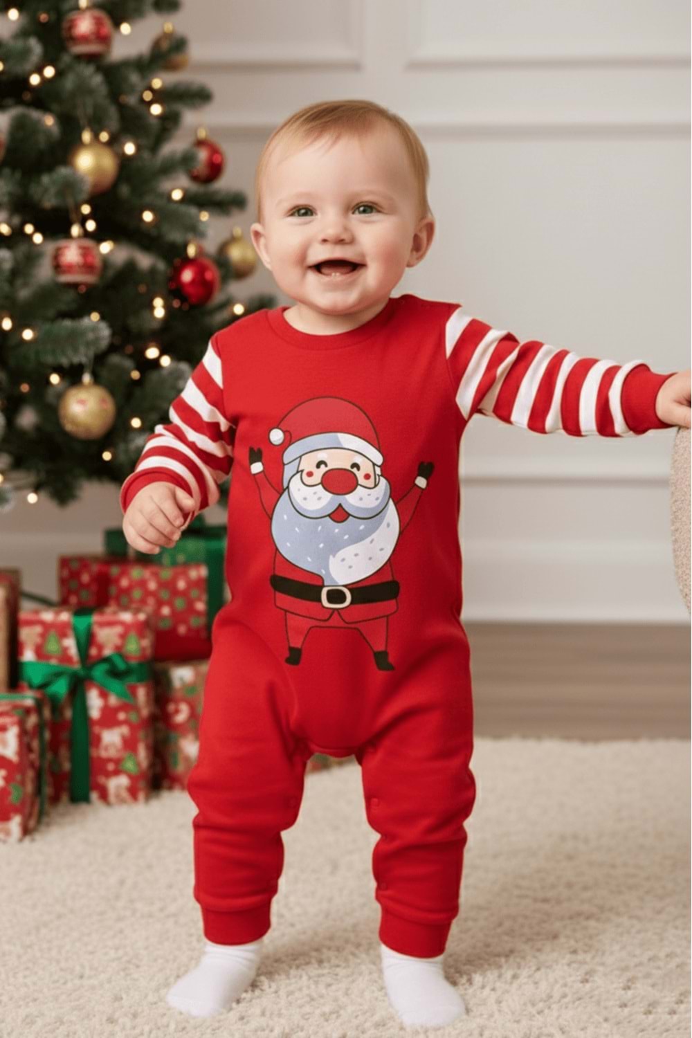 Yılbaşı Temalı Çıtçıtlı Bebek Astronot Tulum M00775