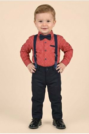 Erkek Bebek Askı Papyon Gömlek Pantolon Takım M00785