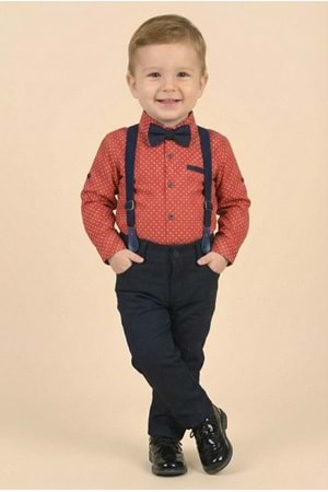 Erkek Bebek Askı Papyon Gömlek Pantolon Takım M00785