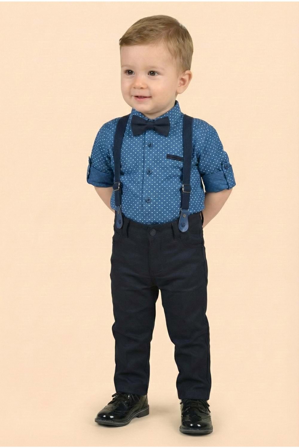 Erkek Bebek Askı Papyon Gömlek Pantolon Takım M00785