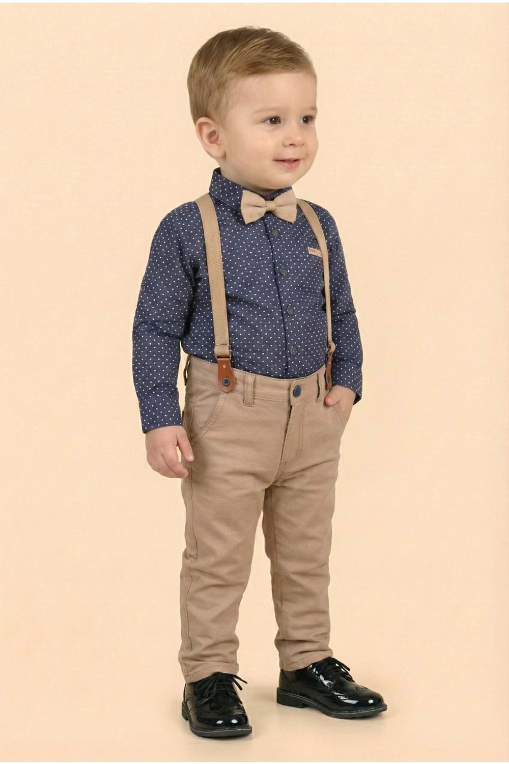 Erkek Bebek Askı Papyon Gömlek Pantolon Takım M00785