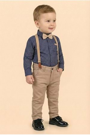Erkek Bebek Askı Papyon Gömlek Pantolon Takım M00785