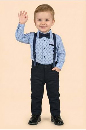 Erkek Bebek Askı Papyon Gömlek Pantolon Takım M00785
