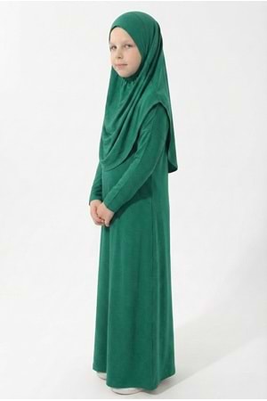 Pratik Başörtülü Kız Çocuk Namaz Elbisesi M00789