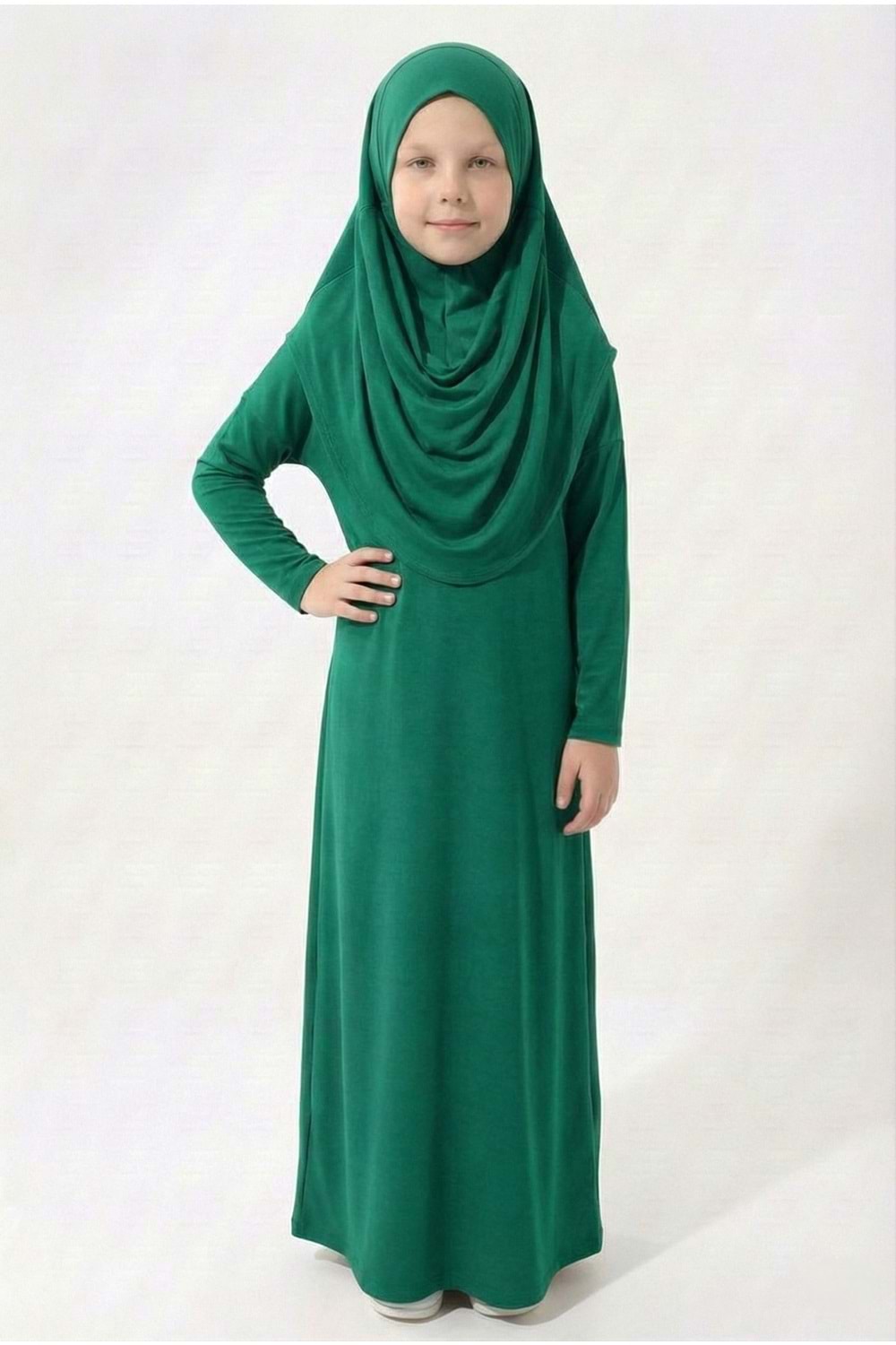 Pratik Başörtülü Kız Çocuk Namaz Elbisesi M00789