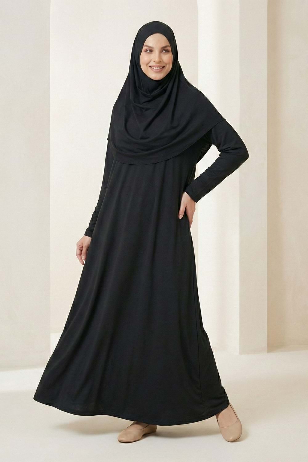 Pratik Başörtülü Kadın Namaz Elbisesi M00802
