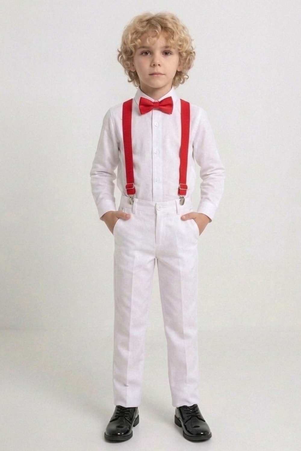 Beyaz Pantolon Gömlekli Erkek Çocuk Takım M00809
