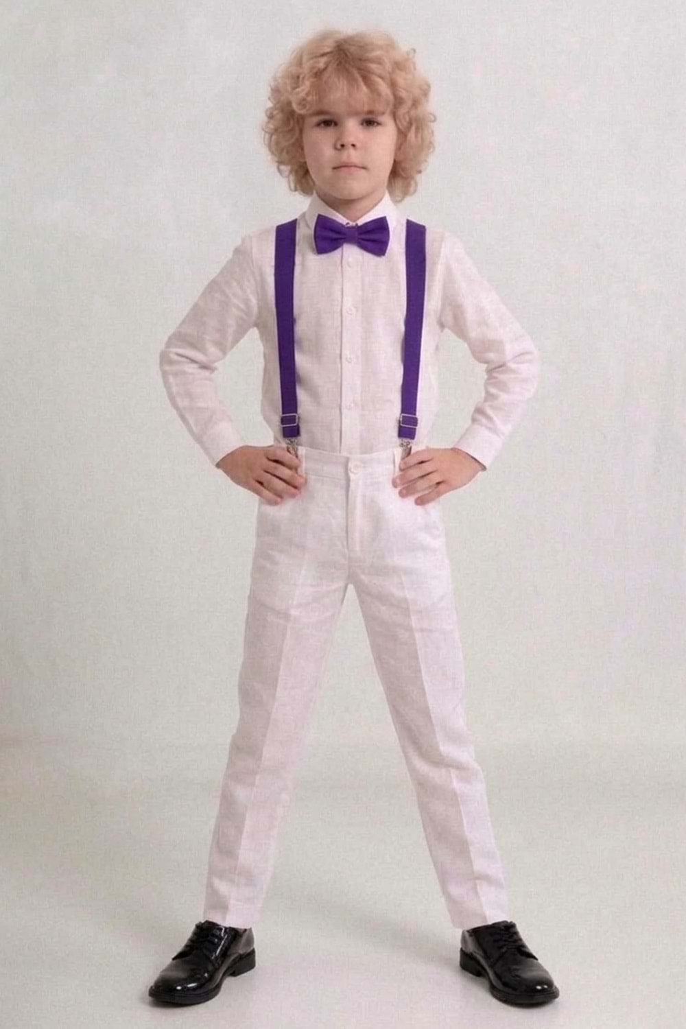 Beyaz Pantolon Gömlekli Erkek Çocuk Takım M00809