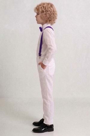 Beyaz Pantolon Gömlekli Erkek Çocuk Takım M00809