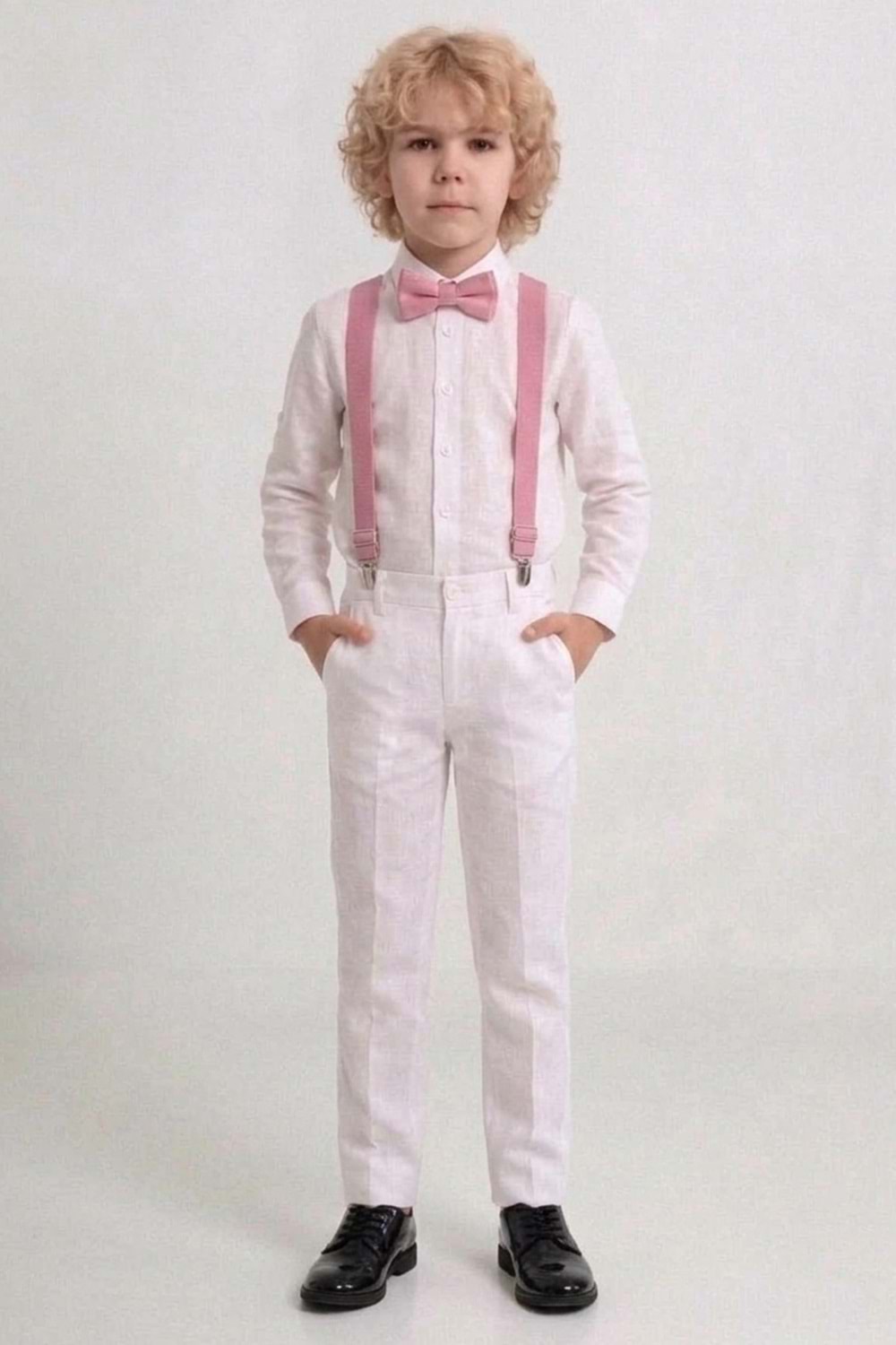 Beyaz Pantolon Gömlekli Erkek Çocuk Takım M00809