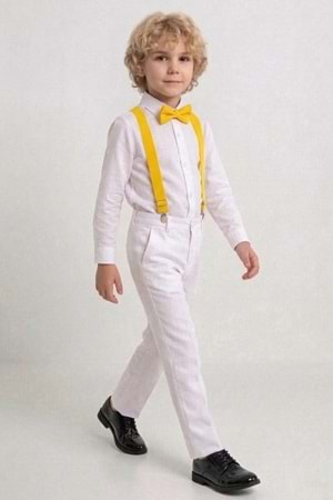 Beyaz Pantolon Gömlekli Erkek Çocuk Takım M00809