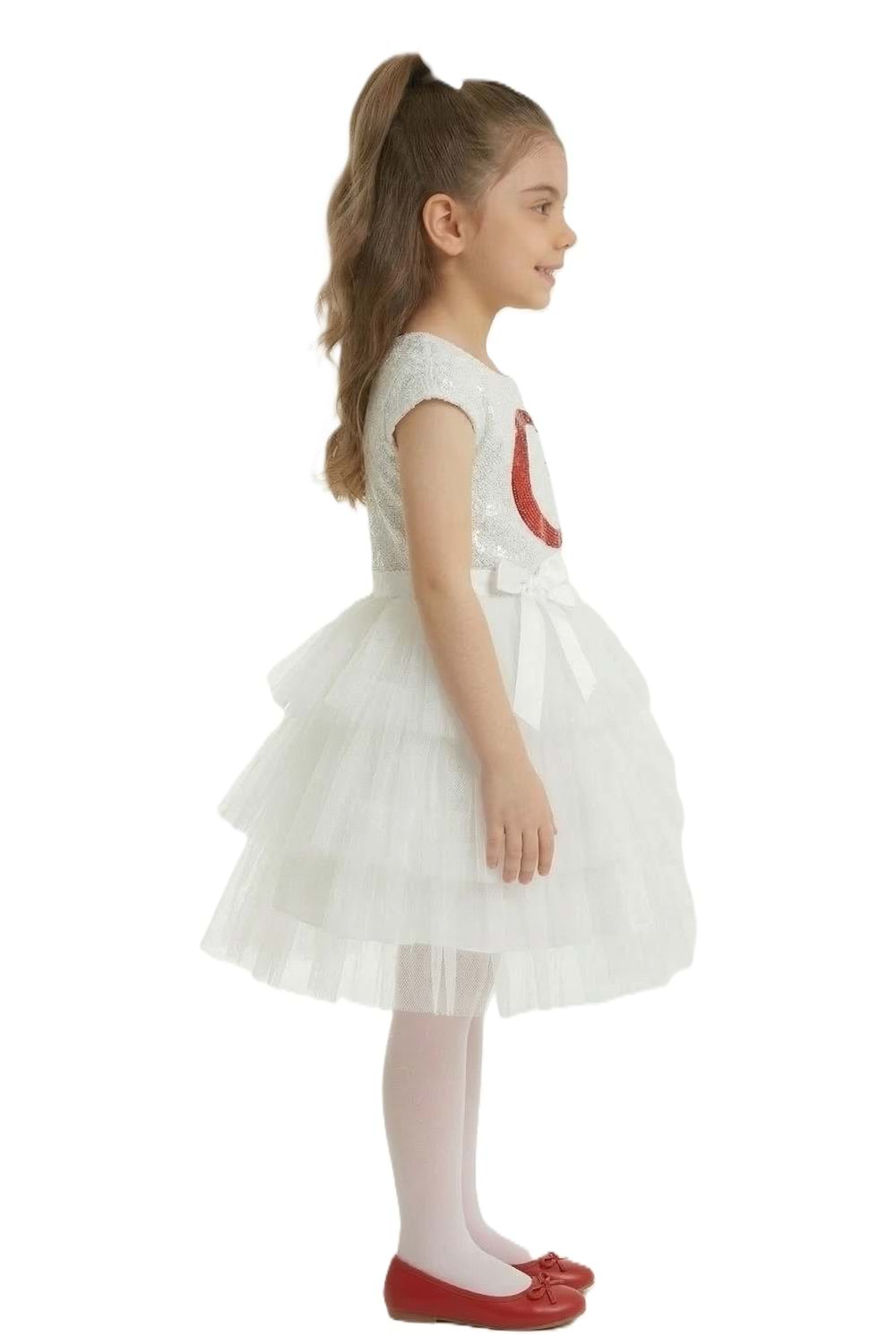 Ay Yıldız Motifli Kız Çocuk 23 Nisan Elbisesi M00813