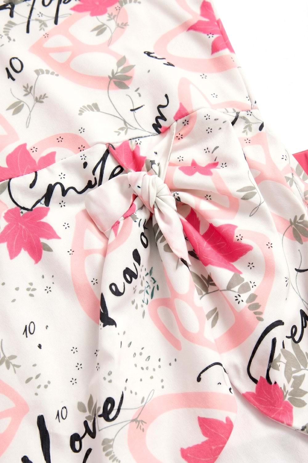 Kız Çocuk Desenli Mayo Takımı - Bone ve Şort Dahil Üçlü Deniz ve Havuz Mayosu M00814