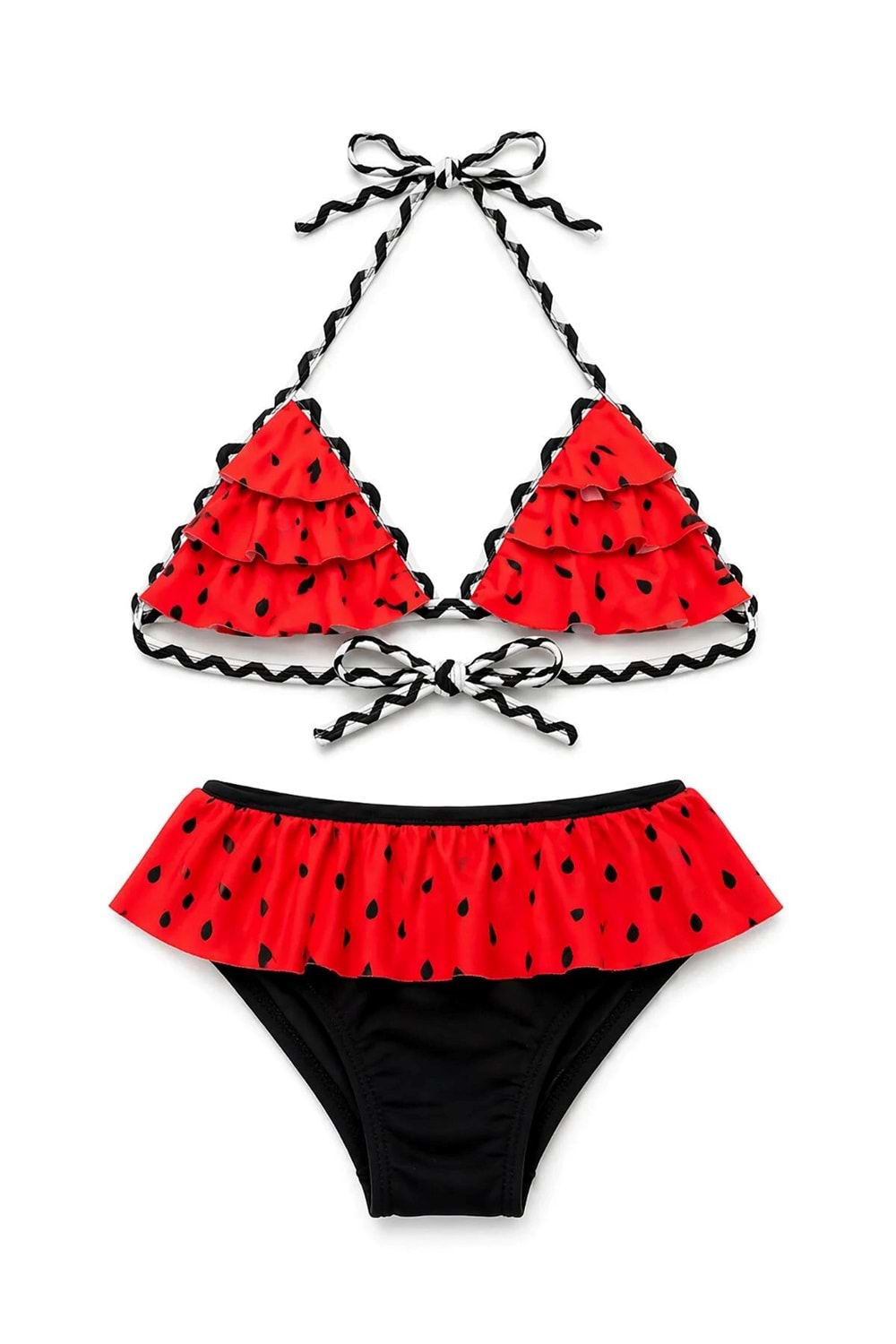 Kız Çocuk Desenli Mayo Deniz ve Havuz Bikini Takımı M00815