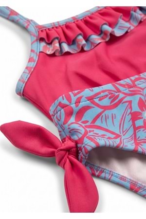 Kız Çocuk Desenli Mayo Deniz ve Havuz Bikini Takımı M00815