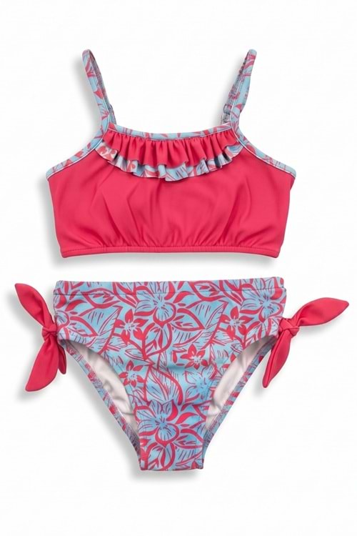 Kız Çocuk Desenli Mayo Deniz ve Havuz Bikini Takımı M00815