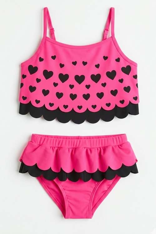 Kız Çocuk Desenli Mayo Deniz ve Havuz Bikini Takımı M00815