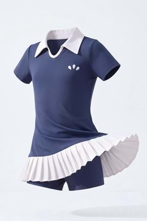 Kız Çocuk Polo Yaka Tenis Elbisesi ve Şortlu Spor Mayo Takımı M00818