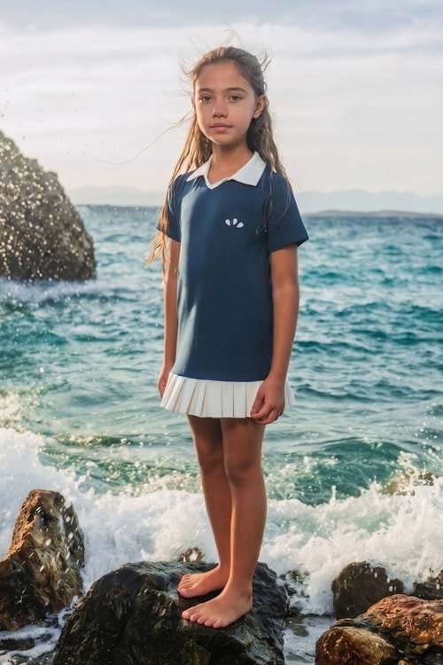 Kız Çocuk Polo Yaka Tenis Elbisesi ve Şortlu Spor Mayo Takımı M00818