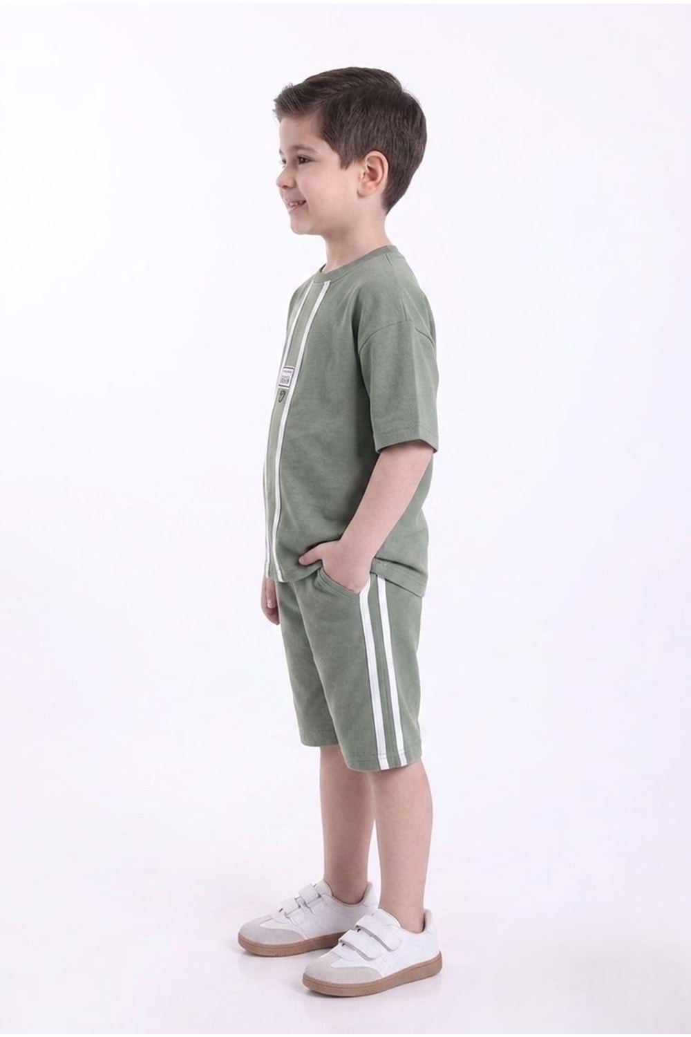 Erkek Çocuk Baskılı Oversize Kısa Kollu Şortlu 2li Takım M00843