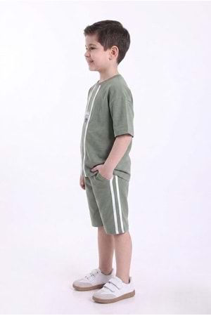 Erkek Çocuk Baskılı Oversize Kısa Kollu Şortlu 2li Takım M00843