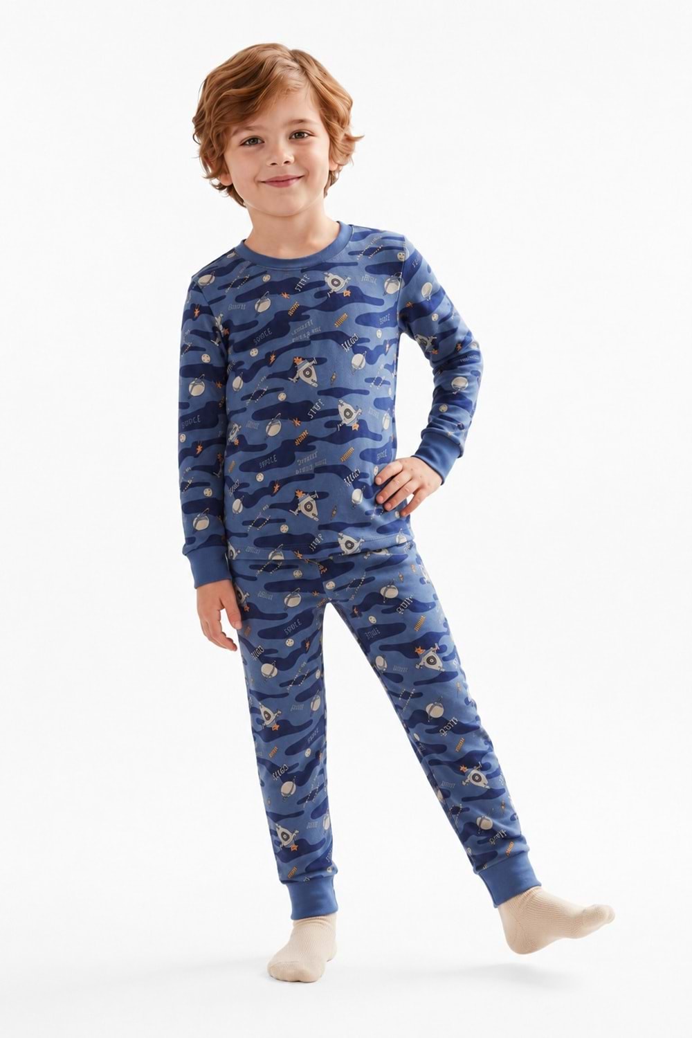Erkek Çocuk Baskılı Penye Pijama Takımı M00844