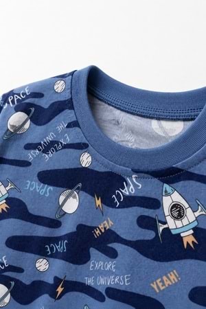 Erkek Çocuk Baskılı Penye Pijama Takımı M00844