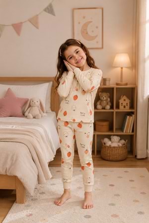 Kız Çocuk Baskılı Pamuku 2li Pijama Takım M00845