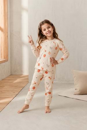Kız Çocuk Baskılı Pamuku 2li Pijama Takım M00845