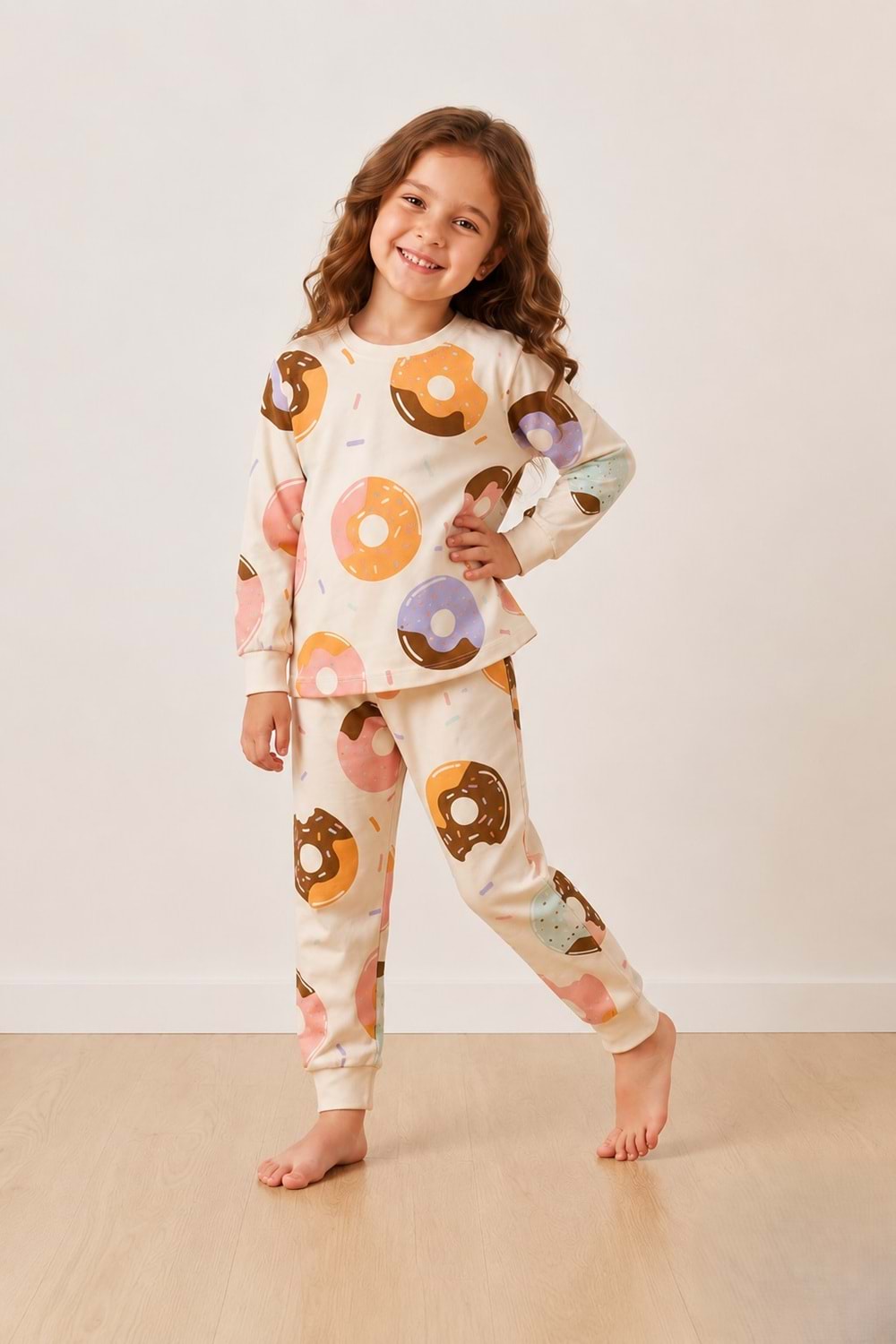 Kız Çocuk Baskılı Pamuku 2li Pijama Takım M00845