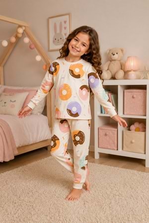 Kız Çocuk Baskılı Pamuku 2li Pijama Takım M00845