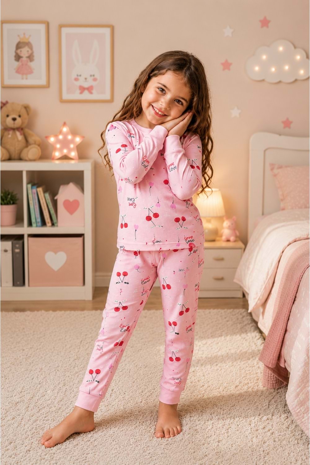 Kız Çocuk Baskılı Pamuku 2li Pijama Takım M00845