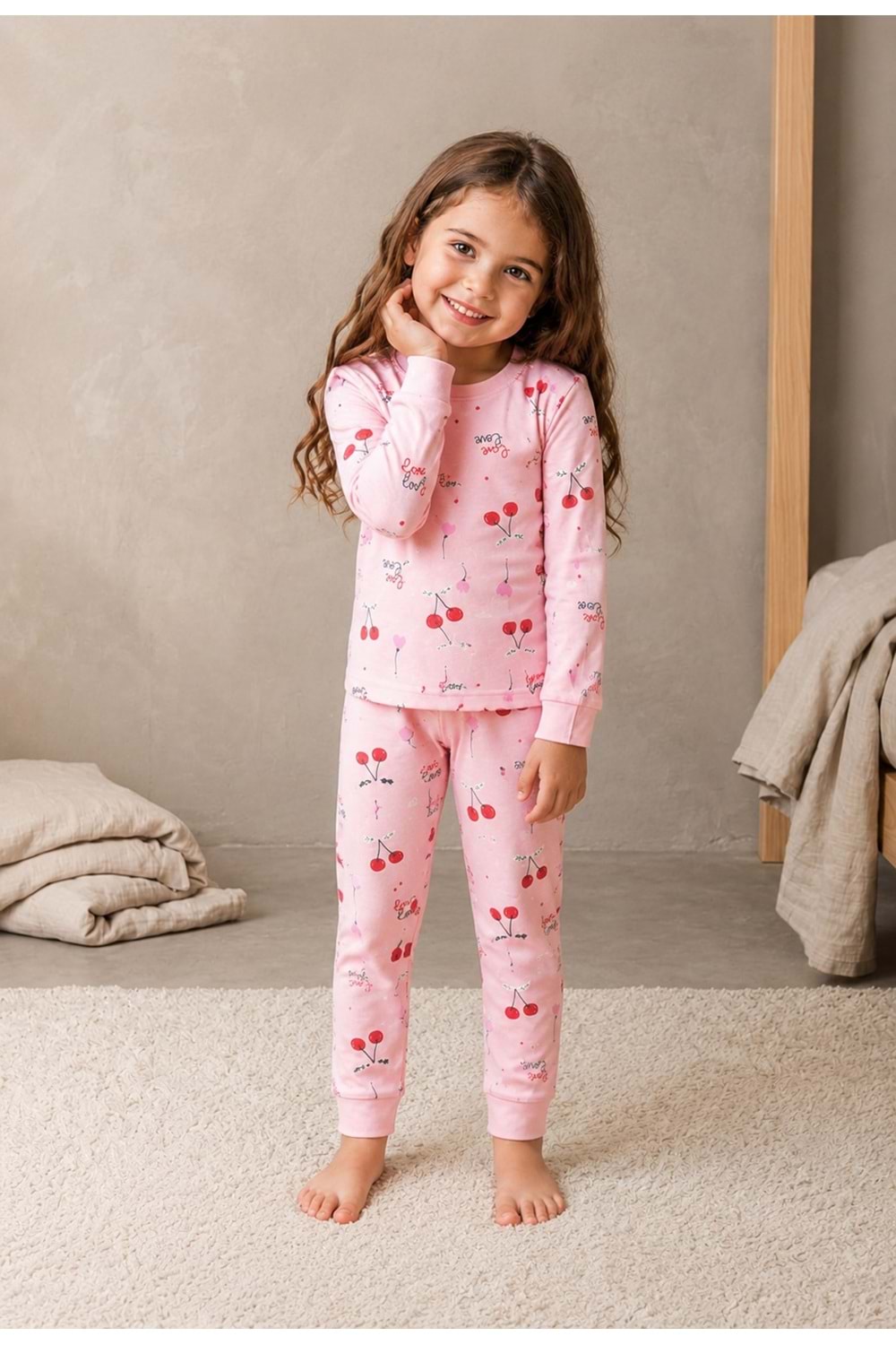 Kız Çocuk Baskılı Pamuku 2li Pijama Takım M00845