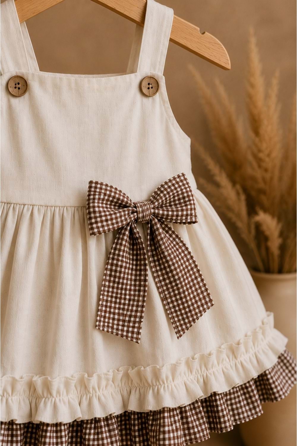 Kız Bebek %100 Pamuklu Fiyonk Detaylı Elbise M00849