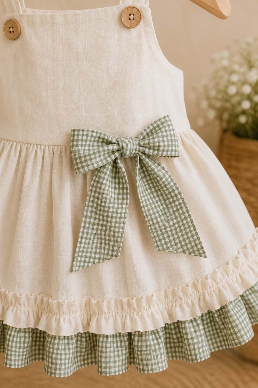 Kız Bebek %100 Pamuklu Fiyonk Detaylı Elbise M00849