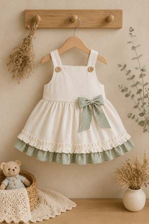 Kız Bebek %100 Pamuklu Fiyonk Detaylı Elbise M00849