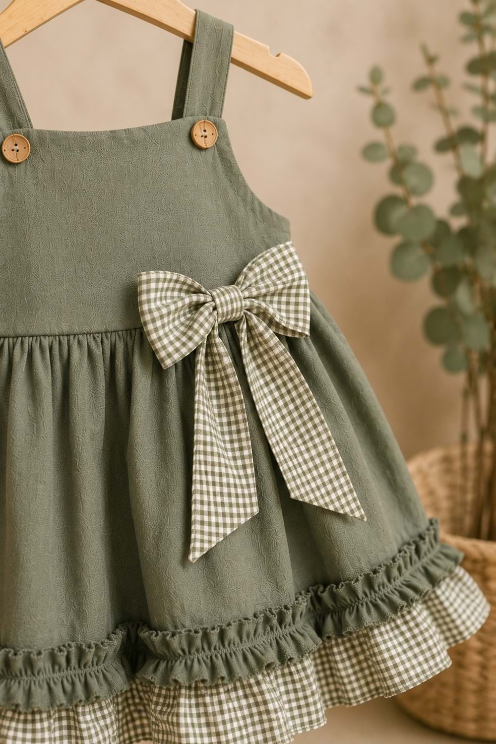 Kız Bebek %100 Pamuklu Fiyonk Detaylı Elbise M00849