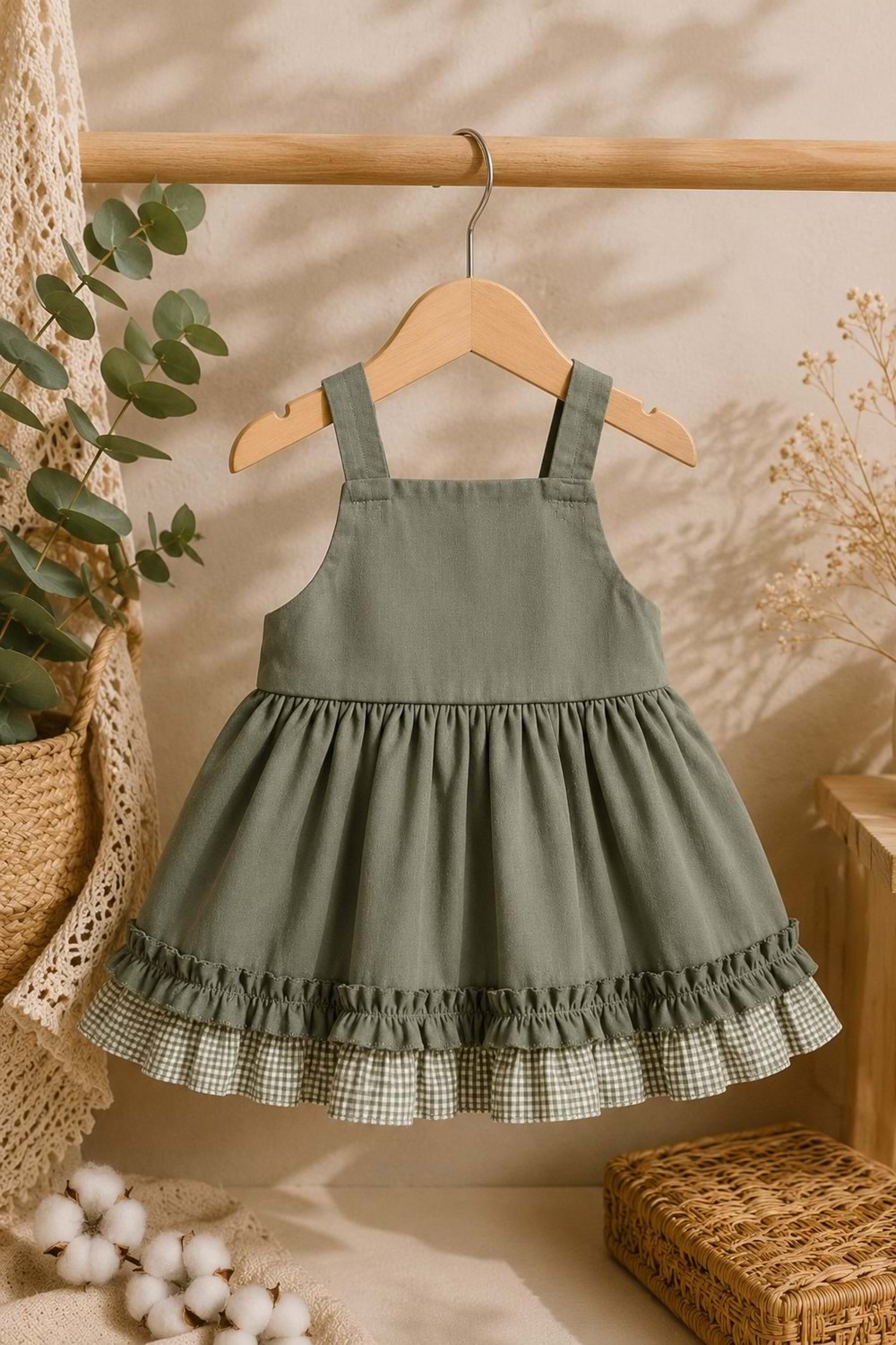 Kız Bebek %100 Pamuklu Fiyonk Detaylı Elbise M00849