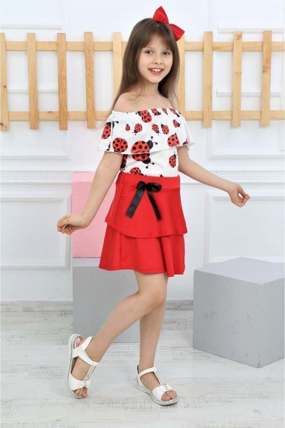 Mnk Lady Bug Desen Kız Çocuk Etekli Takım