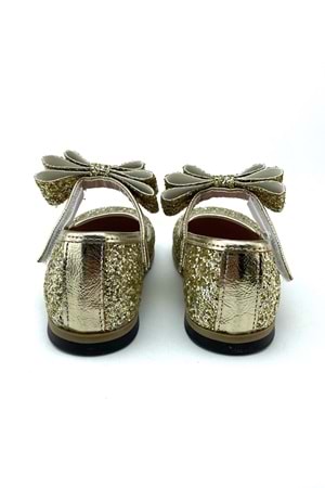 Sarı Simli Bilekten Bağlamalı Kız Çocuk Ayakkabı