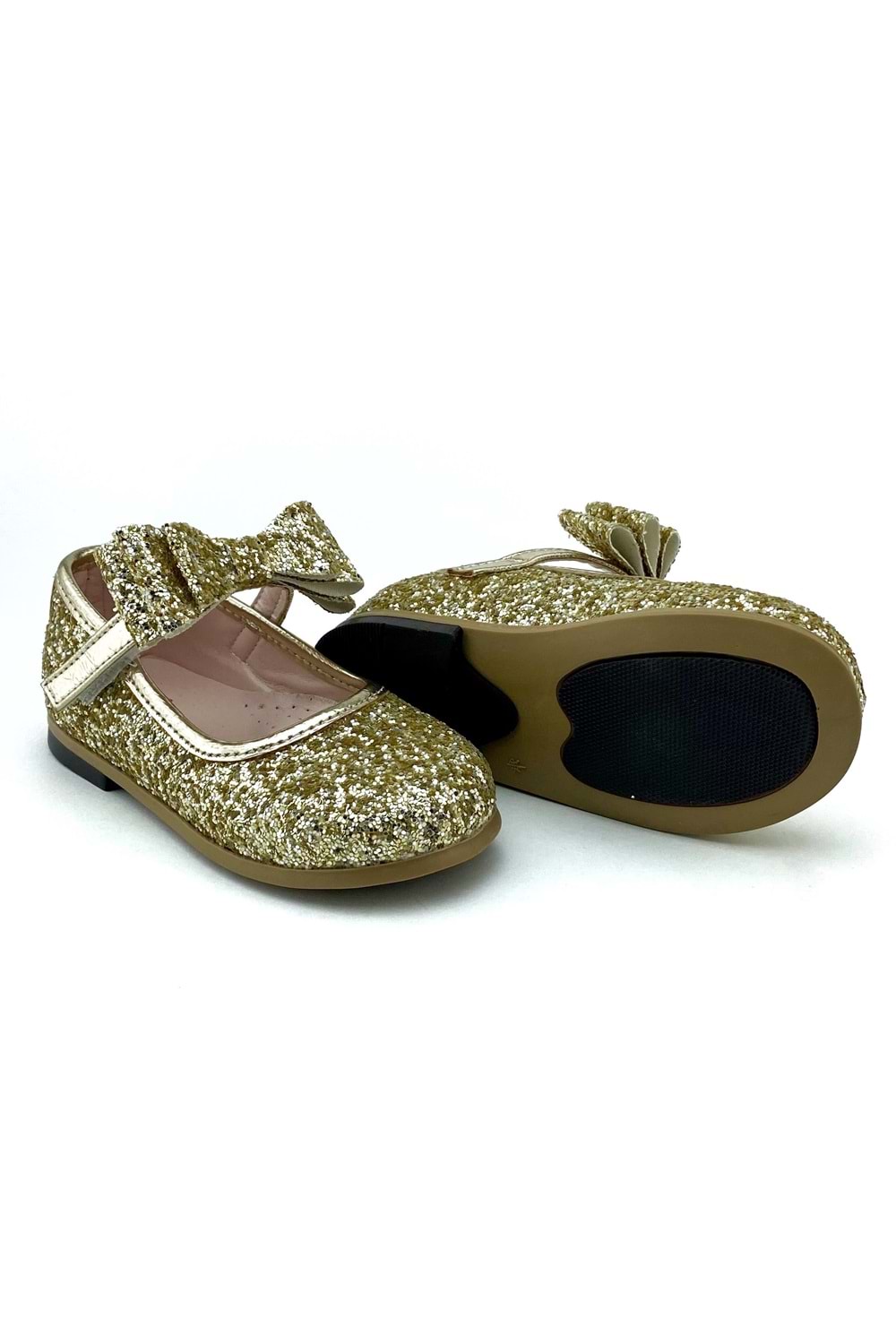 Sarı Simli Bilekten Bağlamalı Kız Çocuk Ayakkabı
